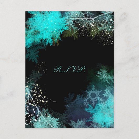 Invitation Carte Postale Mariage de Forêt Mystique Turquoise RSVP (Devant)