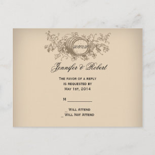 Invitation Carte Postale Mariage de la vinerie vintage RSVP