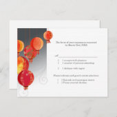 Invitation Carte Postale Mariage de lanternes rouge asiatique pendante RSVP (Devant / Derrière)