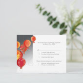 Invitation Carte Postale Mariage de lanternes rouge asiatique pendante RSVP (Debout devant)