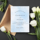 Invitation Carte Postale Mariage de parties scintillant bleu clair