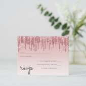 Invitation Carte Postale MARIAGE de Parties scintillant rose or Rose (Debout devant)