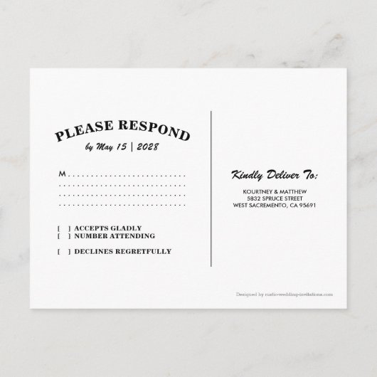 Invitation Carte Postale Mariage de plage tropicale RSVP | Chaîne de lumièr (Dos)