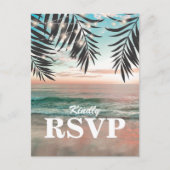 Invitation Carte Postale Mariage de plage tropicale RSVP | Chaîne de lumièr (Devant)
