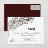 Invitation Carte Postale Mariage de plume III (Devant / Derrière)