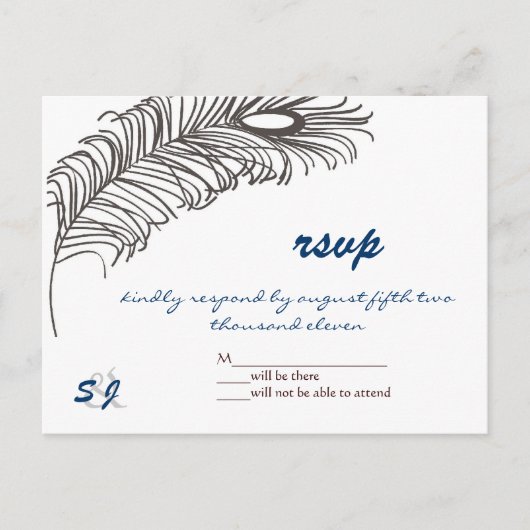 Invitation Carte Postale Mariage de plume III (Devant)