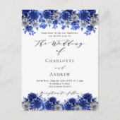 Invitation Carte Postale Mariage de script de fleurs blanches royales (Devant)