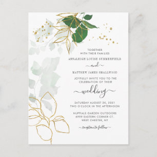 Invitation Carte Postale Mariage de script de Parties scintillant Floral Go