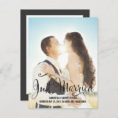 Invitation Carte Postale Mariage de script romantique - Noir (Devant / Derrière)