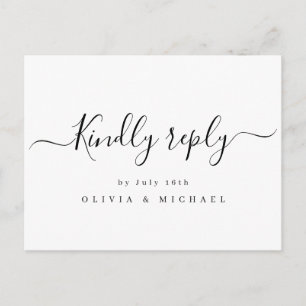 Invitation Carte Postale Mariage de script simple et élégant moderne RSVP