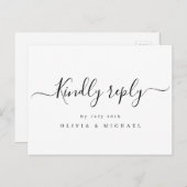 Invitation Carte Postale Mariage de script simple et élégant moderne RSVP (Devant / Derrière)