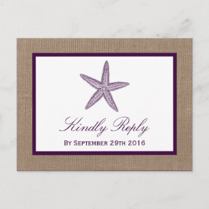 Invitation Carte Postale Mariage de Starfish Burlap Beach   Choisissez votr