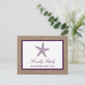 Invitation Carte Postale Mariage de Starfish Burlap Beach | Choisissez votr (Debout devant)