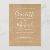 Invitation Carte Postale Mariage de style rustique Kraft Signature Script (Devant)