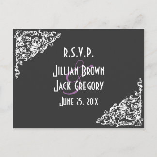 Invitation Carte Postale Mariage de style tableau de bord RSVP