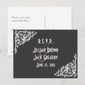 Invitation Carte Postale Mariage de style tableau de bord RSVP (Devant / Derrière)