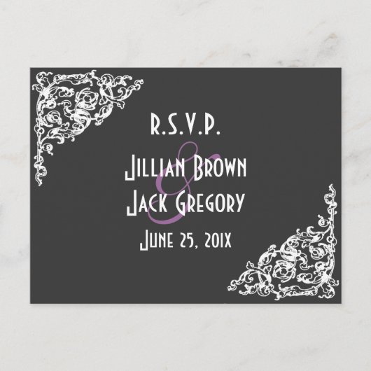 Invitation Carte Postale Mariage de style tableau de bord RSVP (Devant)