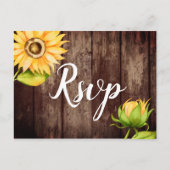 Invitation Carte Postale Mariage de tournesol rustique RSVP avec choix de r (Devant)