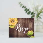 Invitation Carte Postale Mariage de tournesol rustique RSVP avec choix de r (Debout devant)