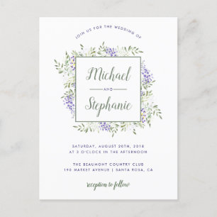 Invitation Carte Postale Mariage de trame de Wisteria Watercolor moderne