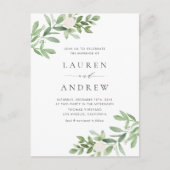 Invitation Carte Postale Mariage de verdure romantique et de fleurs blanche (Devant)