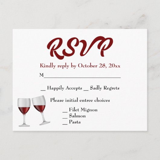 Invitation Carte Postale Mariage de Vins de Champagne RSVP Bourgogne (Devant)