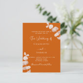 Invitation Carte Postale Mariage d'eucalyptus orange brûlé (Debout devant)