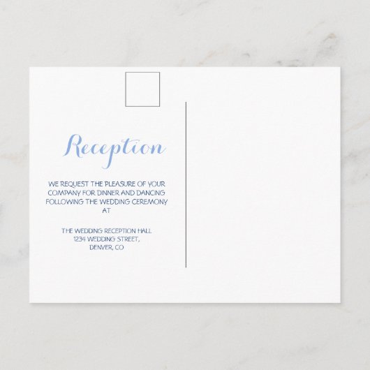 Invitation Carte Postale Mariage d'hiver aux flocons de forêt à l'aquarelle (Dos)