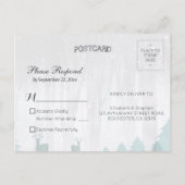 Invitation Carte Postale Mariage d'hiver Cerf Oiseau Merveilleux de Neige C (Dos)