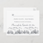 Invitation Carte Postale Mariage d'hiver RSVP Mountain Trees Pays rustique (Devant / Derrière)
