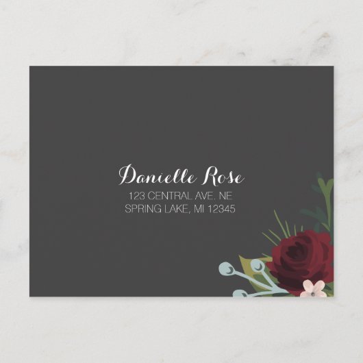 Invitation Carte Postale Mariage d'hiver rustique RSVP (Dos)