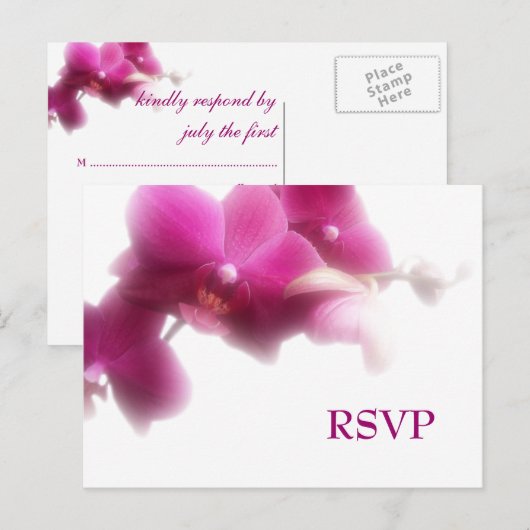 Invitation Carte Postale Mariage d'orchidées roses RSVP (Devant / Derrière)