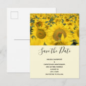 Invitation Carte Postale Mariage du champ de tournesol jaune (Devant / Derrière)