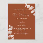 Invitation Carte Postale Mariage élégant à l'eucalyptus orange brûlé (Devant)