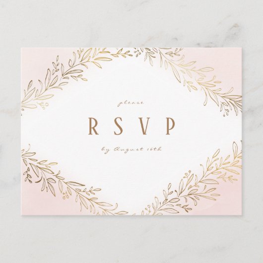 Invitation Carte Postale Mariage élégant botanique doré blanc RSVP (Devant)