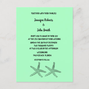 Invitation Carte Postale Mariage élégant des Motifs de l'Étoile Neon Mint 2
