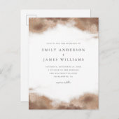 Invitation Carte Postale Mariage élégant Gold Ocean Tides (Devant / Derrière)