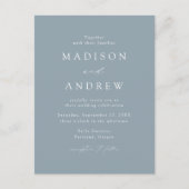 Invitation Carte Postale Mariage Élégant Moderne Bleu Poussiéreux (Devant)