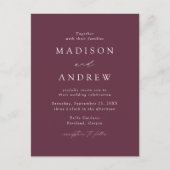 Invitation Carte Postale Mariage Élégant Moderne Code QR Violet (Devant)