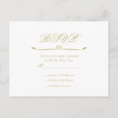 Invitation Carte Postale Mariage Elégant Monogramme Blanc et Or RSVP (Devant)