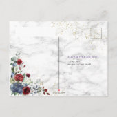 Invitation Carte Postale Mariage en or bleu clair rougeâtre RSVP (Dos)