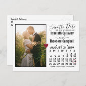 Invitation Carte Postale Mariage Enregistrer la date août 2019 Calendrier p (Devant / Derrière)