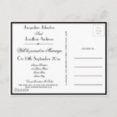 Invitation Carte Postale Mariage Enregistrer La Date B & W Élégant Chic (Dos)