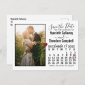 Invitation Carte Postale Mariage Enregistrer la date Décembre 2022 Calendri (Devant / Derrière)
