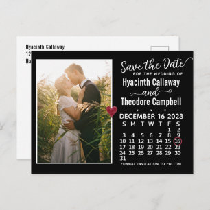 Invitation Carte Postale Mariage Enregistrer la date Décembre 2023 Calendri