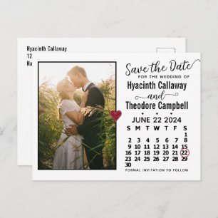 Invitation Carte Postale Mariage Enregistrer la date Juin 2024 Calendrier P