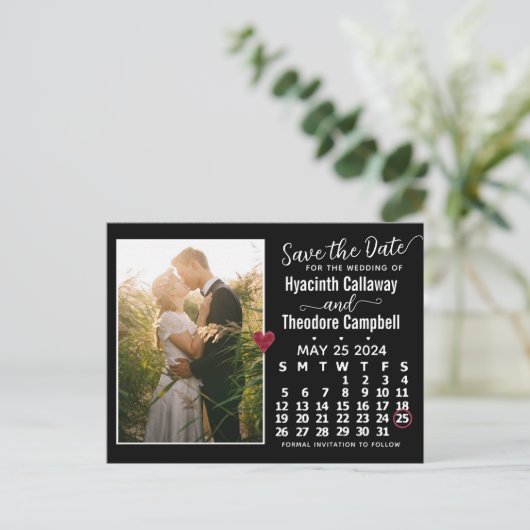 Invitation Carte Postale Mariage Enregistrer la date Mai 2024 Calendrier Ph (Debout devant)