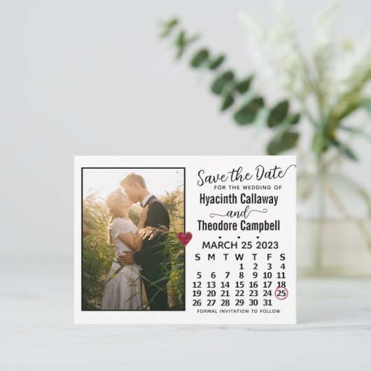 Invitation Carte Postale Mariage Enregistrer la date Mars 2023 Calendrier P (Debout devant)