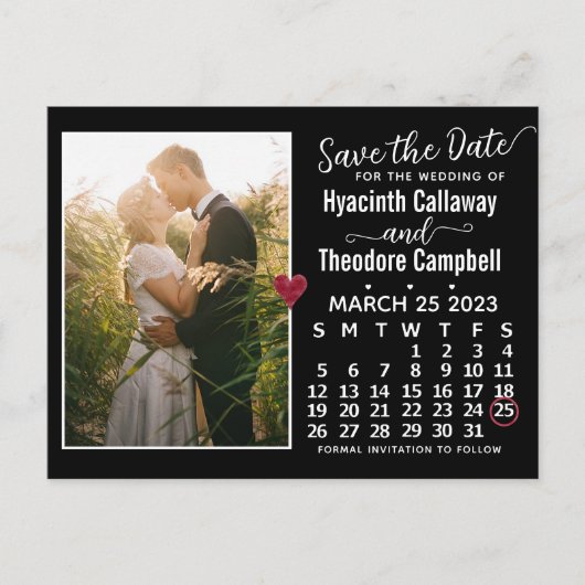 Invitation Carte Postale Mariage Enregistrer la date Mars 2023 Calendrier P (Devant)