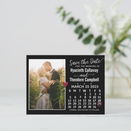 Invitation Carte Postale Mariage Enregistrer la date Mars 2023 Calendrier P (Debout devant)